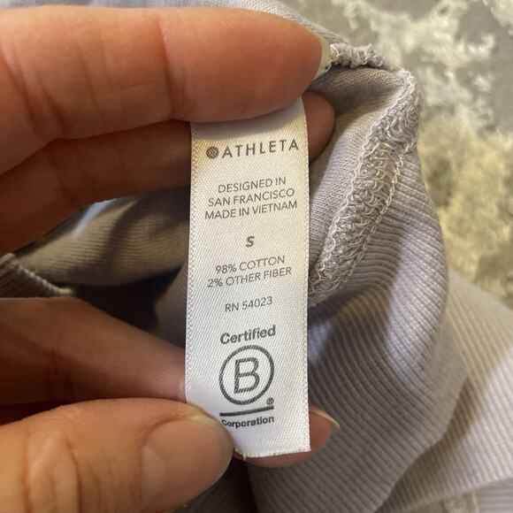 Athleta Sundown Sweatshirt Dip Dye Sz Small Medieval Violet Crewneck Pullover - Picture 8 of 9